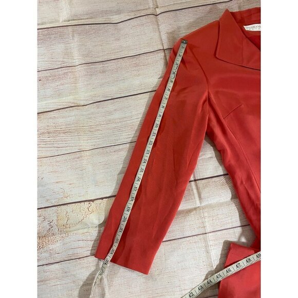 Dana Buchman Women's Orange Silk Sea Shell Button Front Long Coat - 14 - Picture 12 of 13